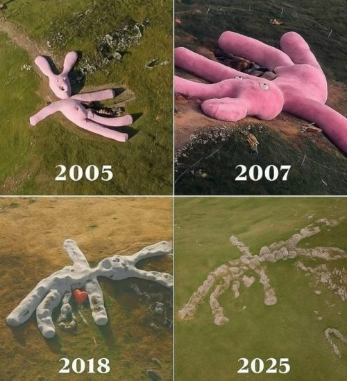 В 2005 году на склоне итальянской горы коллето - фава появился 60-метровый розовый кролик. 02