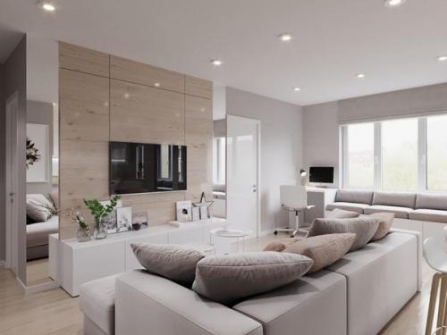 Кухня - гостиная.  Оцените такой светлый и просторный дизайн. 01