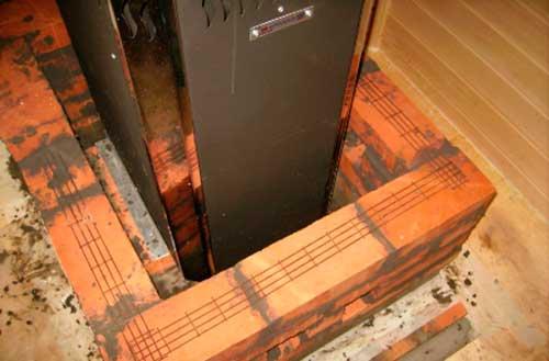 Как обложить металлическую печь в бане кирпичом. 03 Как обложить металлическую печь в бане кирпичом. 03