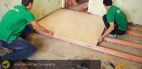 Пол из фанеры по лагам. 06