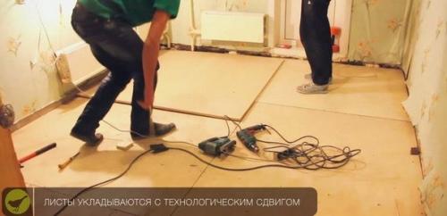 Пол из фанеры по лагам. 07