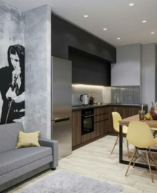 Кухня - гостиная в однокомнатной квартире. 02