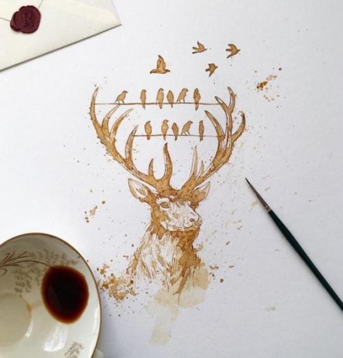 Портреты, которые нарисовали с помощью кофе. 04