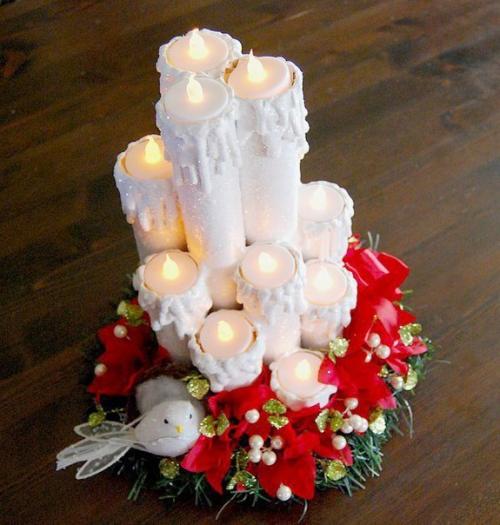 Новогодние свечи из картонных втулок. 05