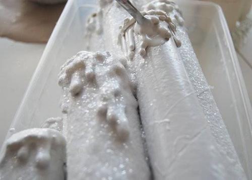 Новогодние свечи из картонных втулок. 04