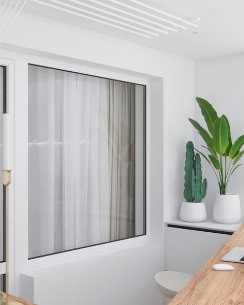 Несколько ракурсов легкого и светлого интерьера лоджии, площадью 4, 3 метра. 03