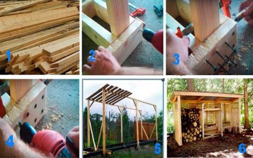 Подробное описание постройки дровницы своими руками по проекту с конкретными размерами. 01