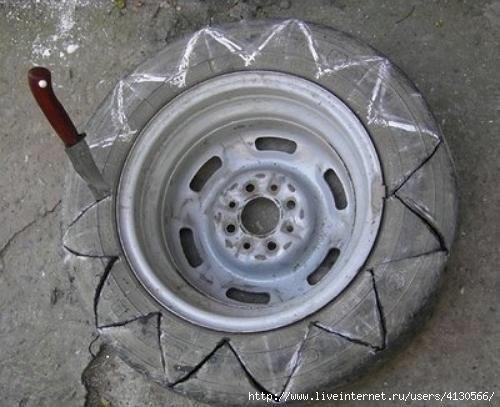 Ваза из старой автомобильной покрышки. 01