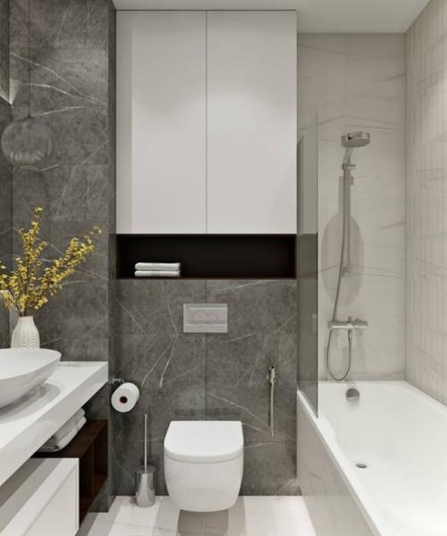 Ванная комната в сером цвете. 01