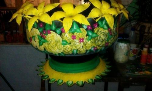 Ваза из старой автомобильной покрышки. 04