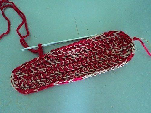 Вязаные тапочки Три Цветка. 04