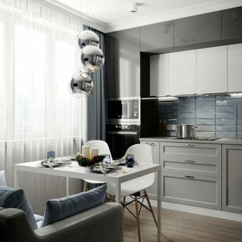 Кухня 11 м в сером цвете. 01