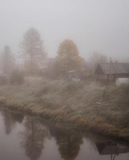 Туманный ноябрь в деревне в объективе фотографа андрея Базанова. 01