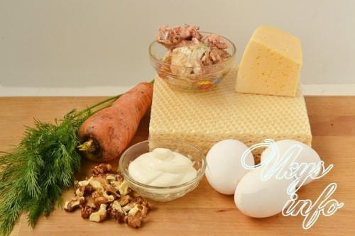 Закусочный торт из вафельных коржей с консервами. 01 Закусочный торт из вафельных коржей с консервами. 01