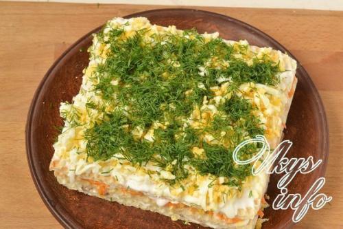 Закусочный торт из вафельных коржей с консервами. 06 Закусочный торт из вафельных коржей с консервами. 06