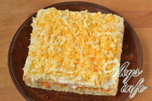 Закусочный торт из вафельных коржей с консервами. 05 Закусочный торт из вафельных коржей с консервами. 05