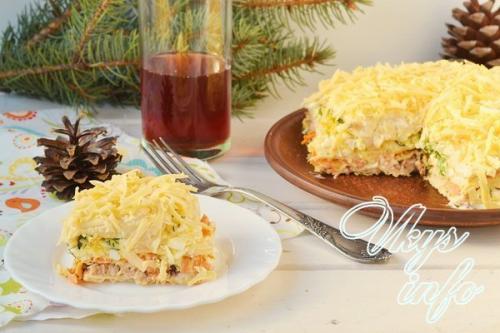 Закусочный торт из вафельных коржей с консервами. 09 Закусочный торт из вафельных коржей с консервами. 09