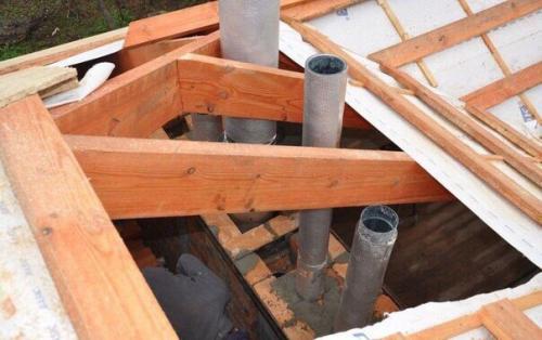 Как сделать проход вентиляции и дымохода через кровлю. 05