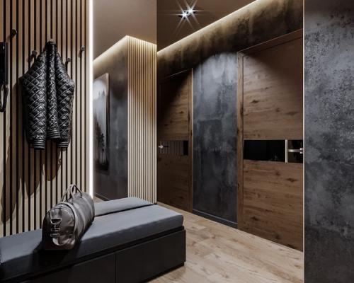 Стильный брутальный дизайн прихожей. 01