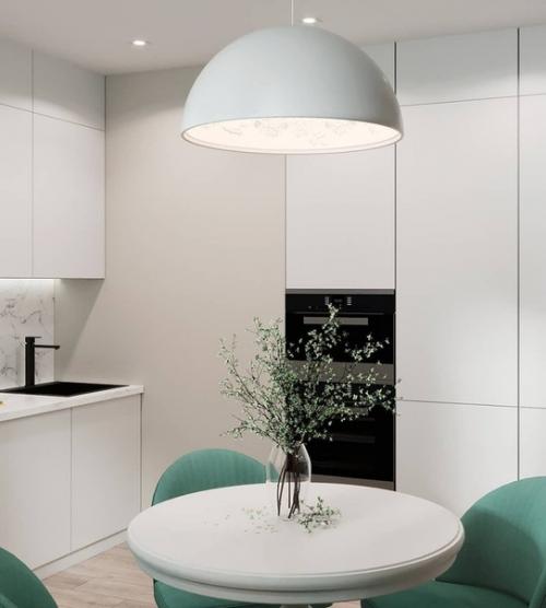 Очень нежный и уютный проект квартиры с зеленым акцентом. 05