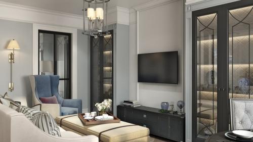 Фрагмент гостиной в современном стиле. 01