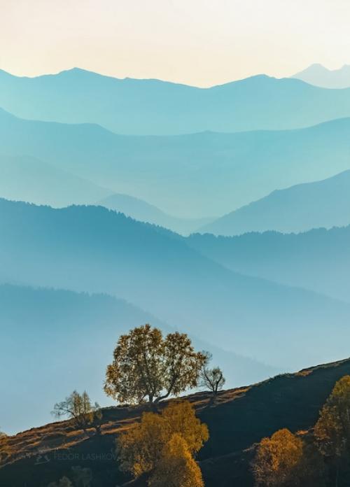 Воздушная перспектива горных долин из серии Акварели Воздуха и Света. 01