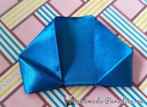 Букет синих роз из атласных лент своими руками. 02